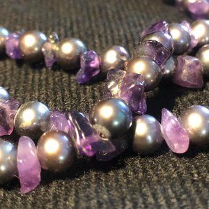 Tahitian Pearl and Amethyst Necklace.